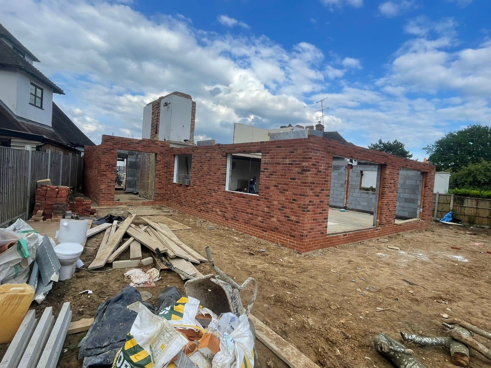 New-build brick-and-block shell on a residential plot in Barnet